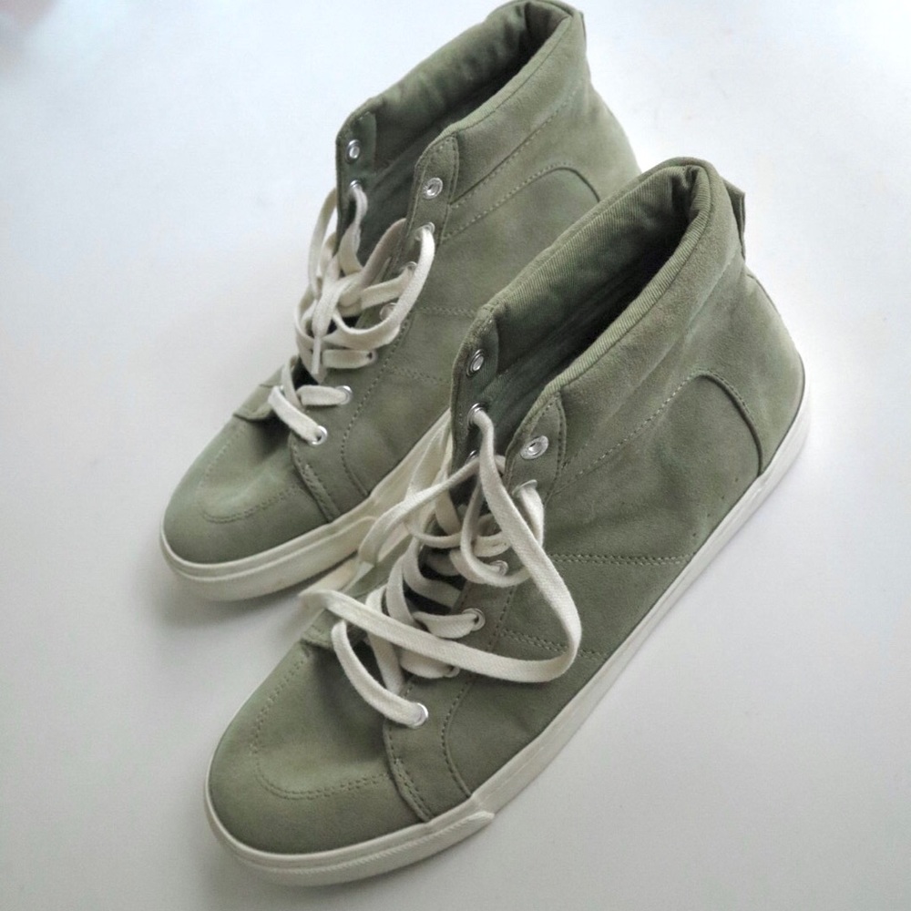 Sage faux suede high top sneakers